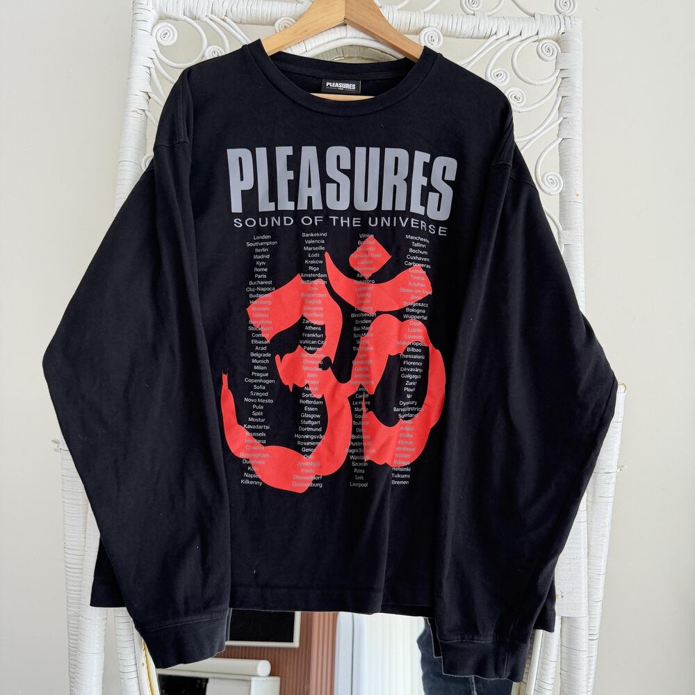 Pleasures Shirt Mens XL Black Sound Of The Universe Graphic Long Sleeve‎ Sweater
